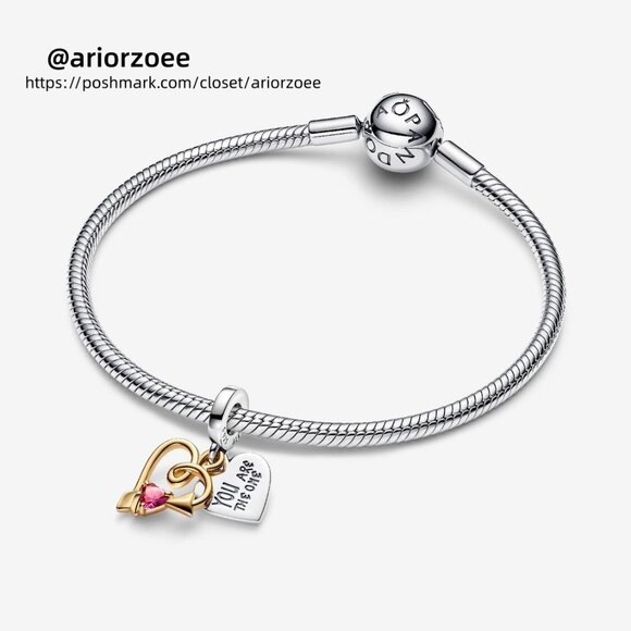 Pandora Engravable Heart & Arrow Double Dangle Charm - Picture 4 of 6